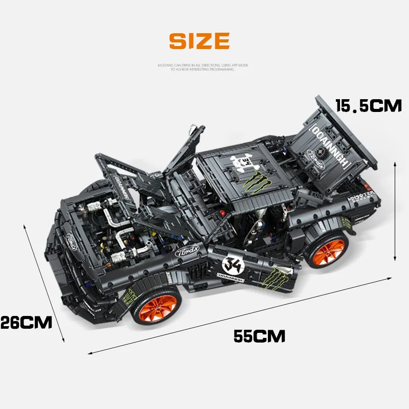 Цена 2019 Новинка 1965 Ford Mustang Hoonicorn гоночный автомобиль fit Technic MOC 22970 FIT 20102 строительные блоки кирпичи детские игрушки подарок