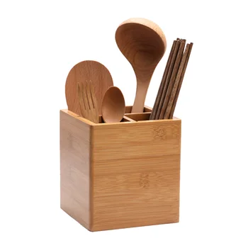 

Drain Hole Utensil Holder Cutlery Home Kitchen Storage Bamboo Flatware Dividers Assemblable Chopstick Organizer Fork Spoon
