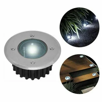 

1pc LED Solar Powered Waterproof Outdoor Solar Deck Lights Stainless Steel Ground Lights Garden Lawn Under Floor Lamp Deck Light
