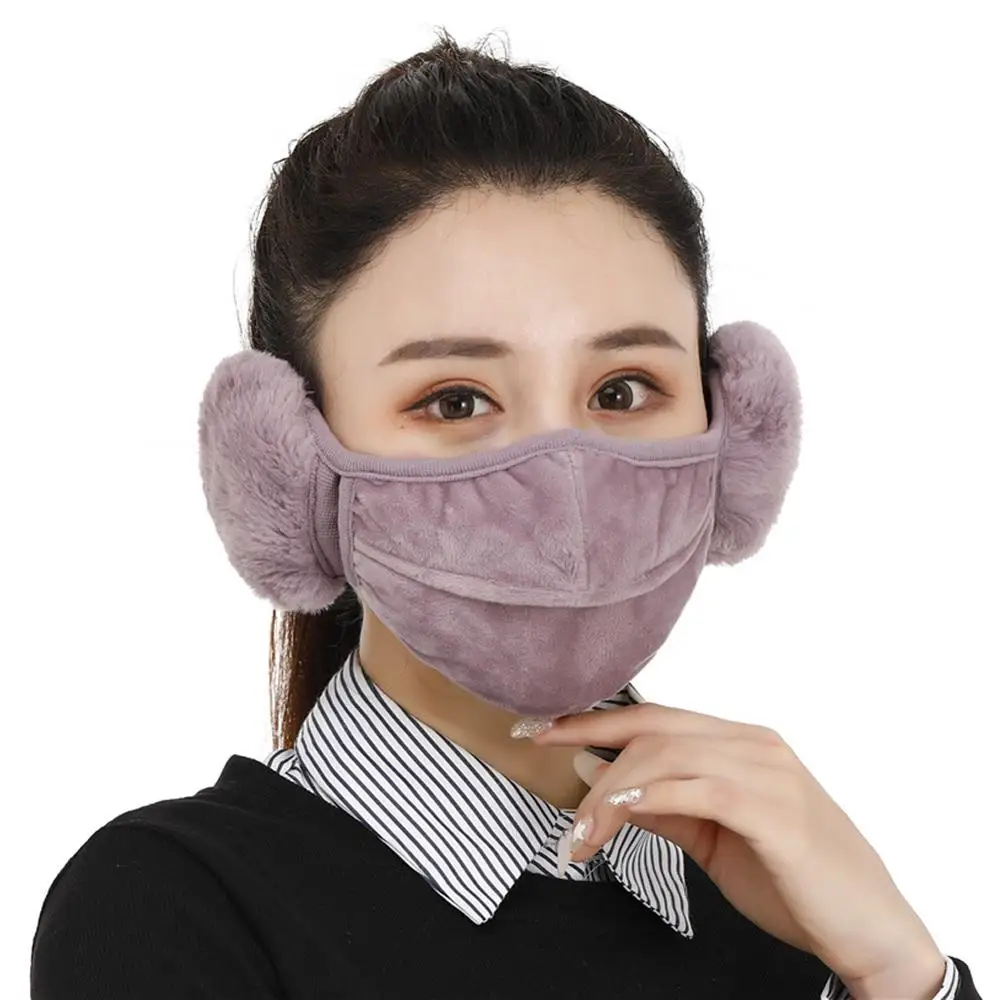 Для верховой езды для лыж, сноуборда, маска для лица, для занятий спортом на открытом воздухе, зимние теплые флисовые куртки с капюшоном и наушники для Для мужчин Для женщин - Цвет: Light Purple