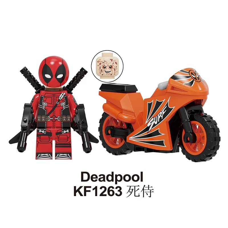 Строительные блоки Super Heroes Терминатор с мотоциклом Дэдпул Ghost Rider пластиковые фигурки для детей Подарочные игрушки KF1306 - Цвет: KF1263 Without Box