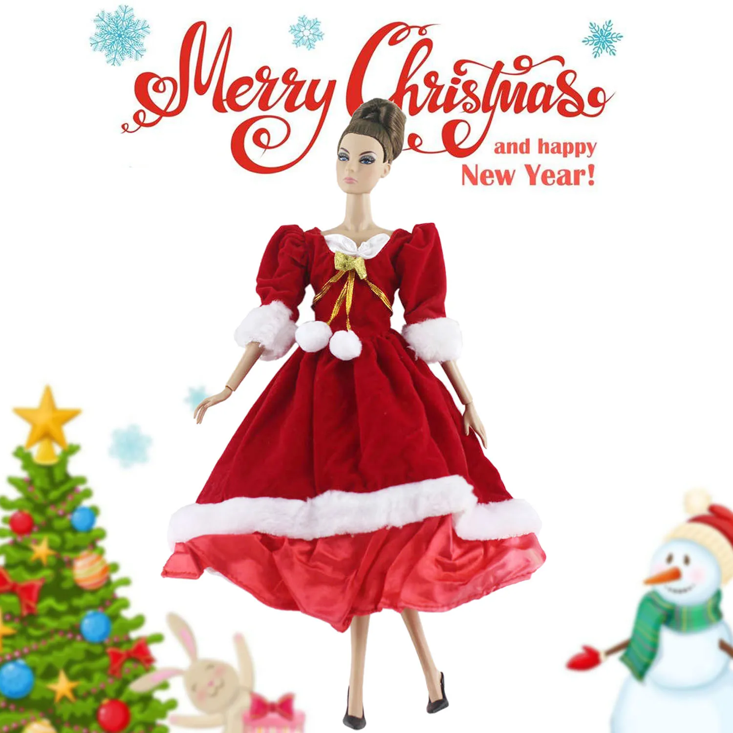 

Besegad Fashion Elegant Christmas Party Dress Outfit Clothes Costume Doll Accessories for Barbie 11.5 inch Girl Dolls