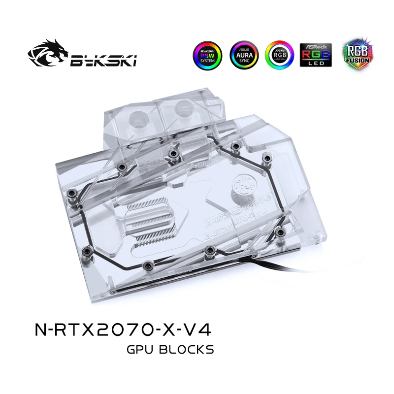 Bykski полный охват RGB / A-RGB GPU блок водяного охлаждения для NVIDIA RTX2070 основатель