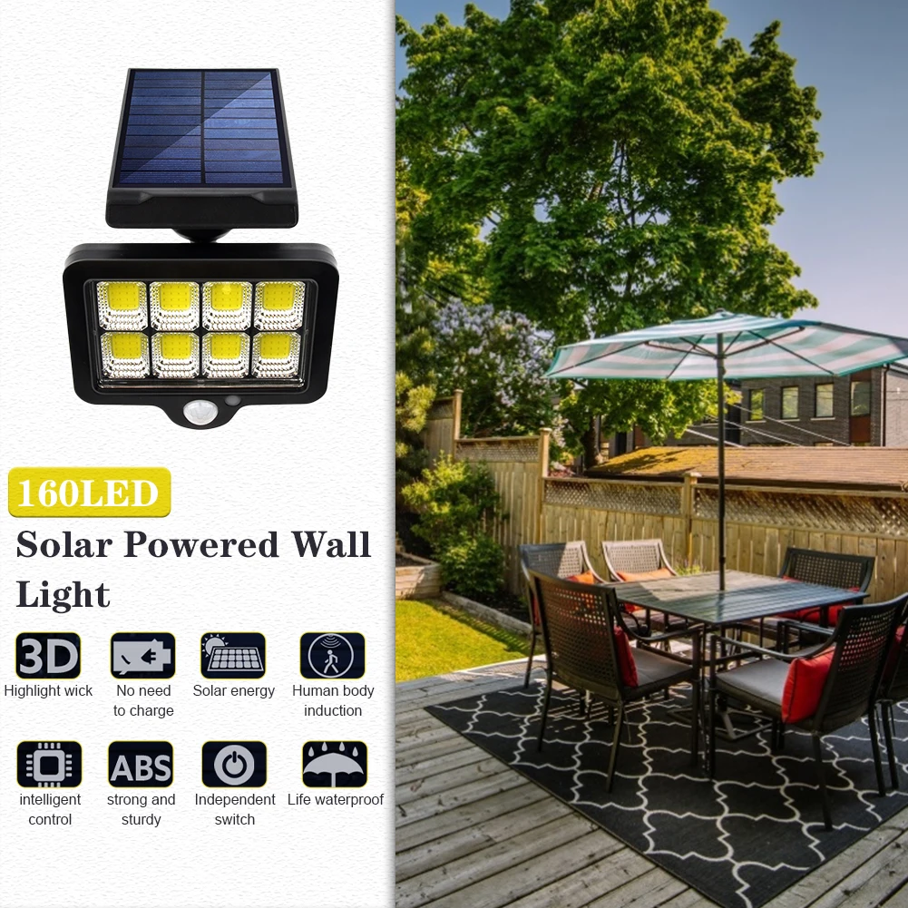 Solar da Parede ao ar Sensor de Movimento à Prova Luz com 160cob para Jardim Livre Dwaterproof Água Jardim Varanda Gramado Dentro Luz 7 Cheap Luminárias de parede externas
