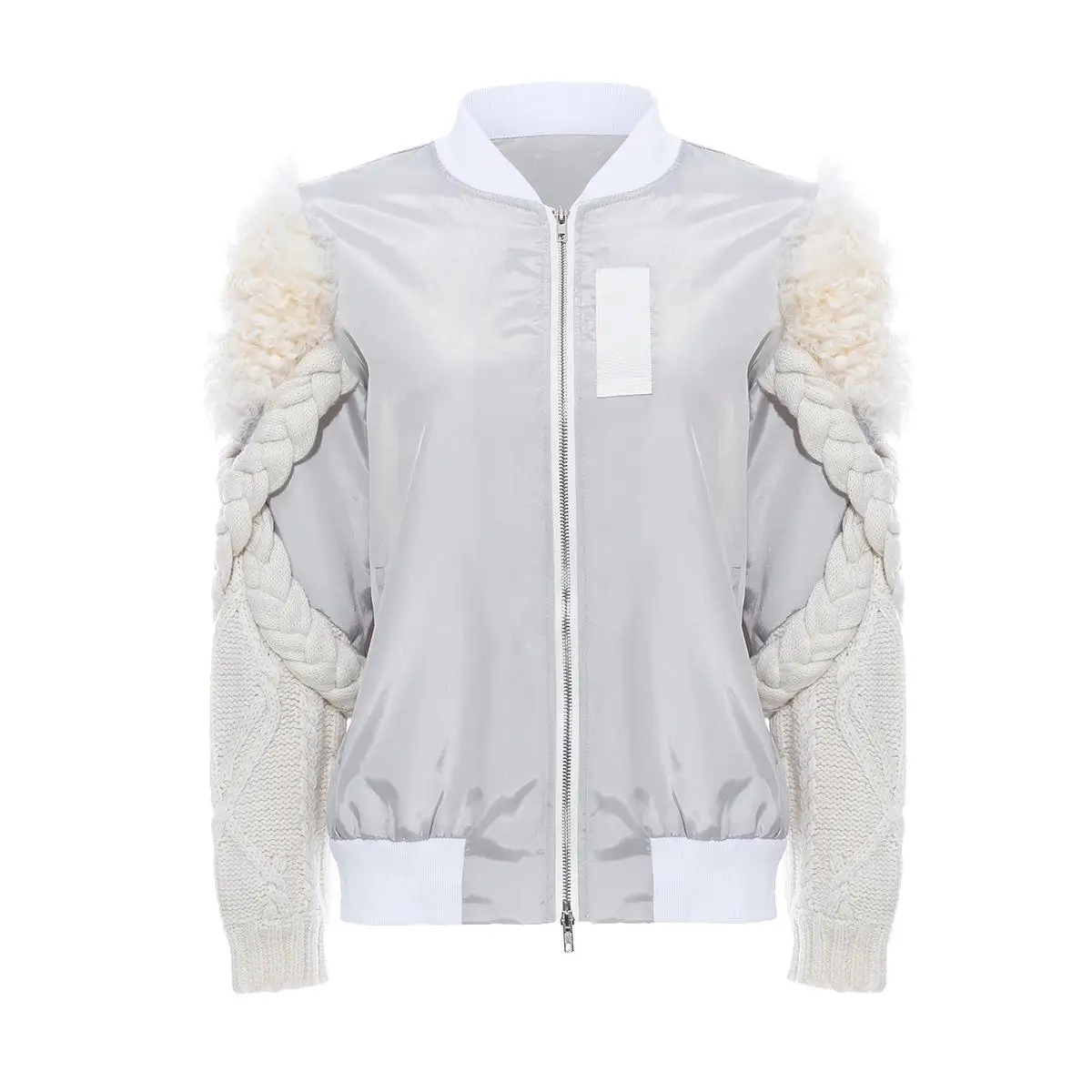 Getвесеннее Женское пальто, необычная Женская куртка из овечьей шерсти, вязанные Женские топы с длинным рукавом, бейсбольное пальто, Осень-зима - Цвет: gray