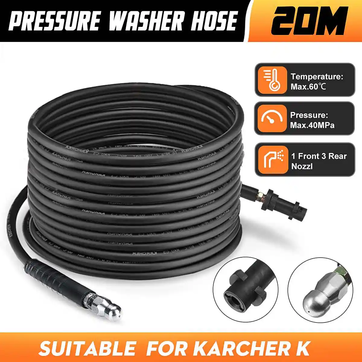 THE RAT 25 Meter Karcher K4 pressure Jetting Washer Hose Drain Sewer Cleaning