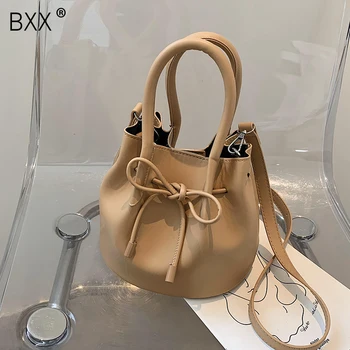 

[BXX] Simple PU Leather Crossbody Bucket Bags For Women 2020 Autumn Winter Shoulder Handbags Female Fashion Travel Bag HO022