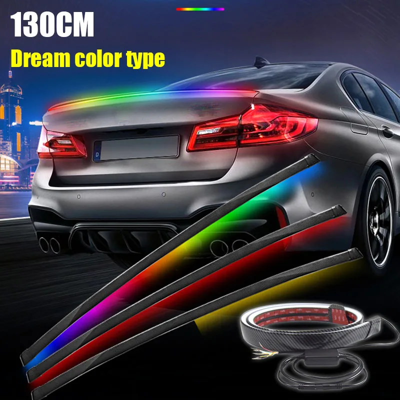130cm Flexible Car Trunk Tail Brake Light Spoiler Strip Waterproof LED