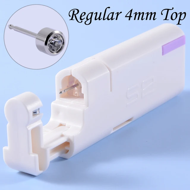 2PCS Ear Nail Gun Disposable Aseptic Household Ear Piercing Gun Portable Ear Piercing Gun Group Sterilized Ear Piercing Unit Pair Silver Clear