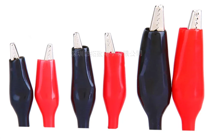 28MM 35MM 45MM Metal Alligator Clip Crocodile Electrical Clamp Testing Probe Meter Black Red with Plastic Boot 10pcs