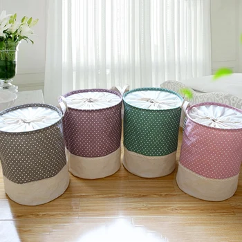 

Cotton Linen Laundry Basket for Dirty Clothes Waterproof Folding Toy Organizer Storage Bucket Home Storage