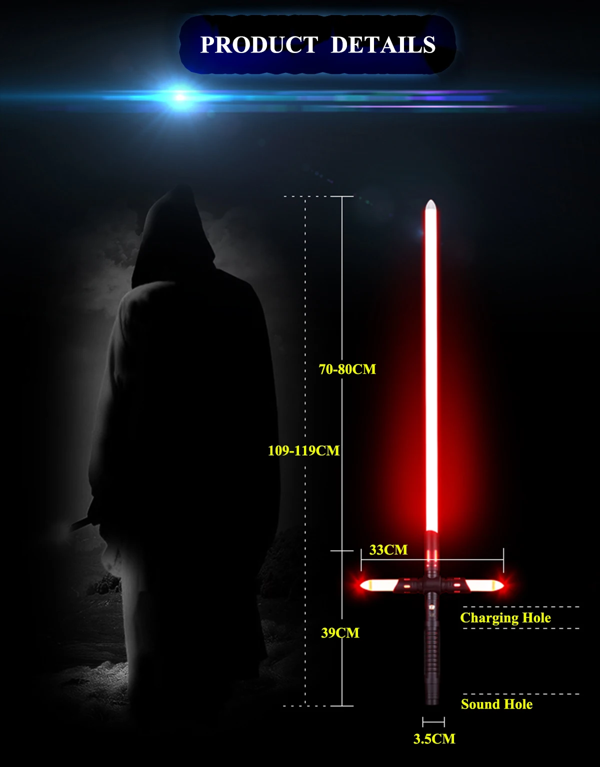LGT saber metal hilt heavy dueling base lit lightsaber for kylo ren from star the wars