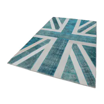 

192x303 Cm British Handmade Flag Patchwork Rug-6x10 Ft