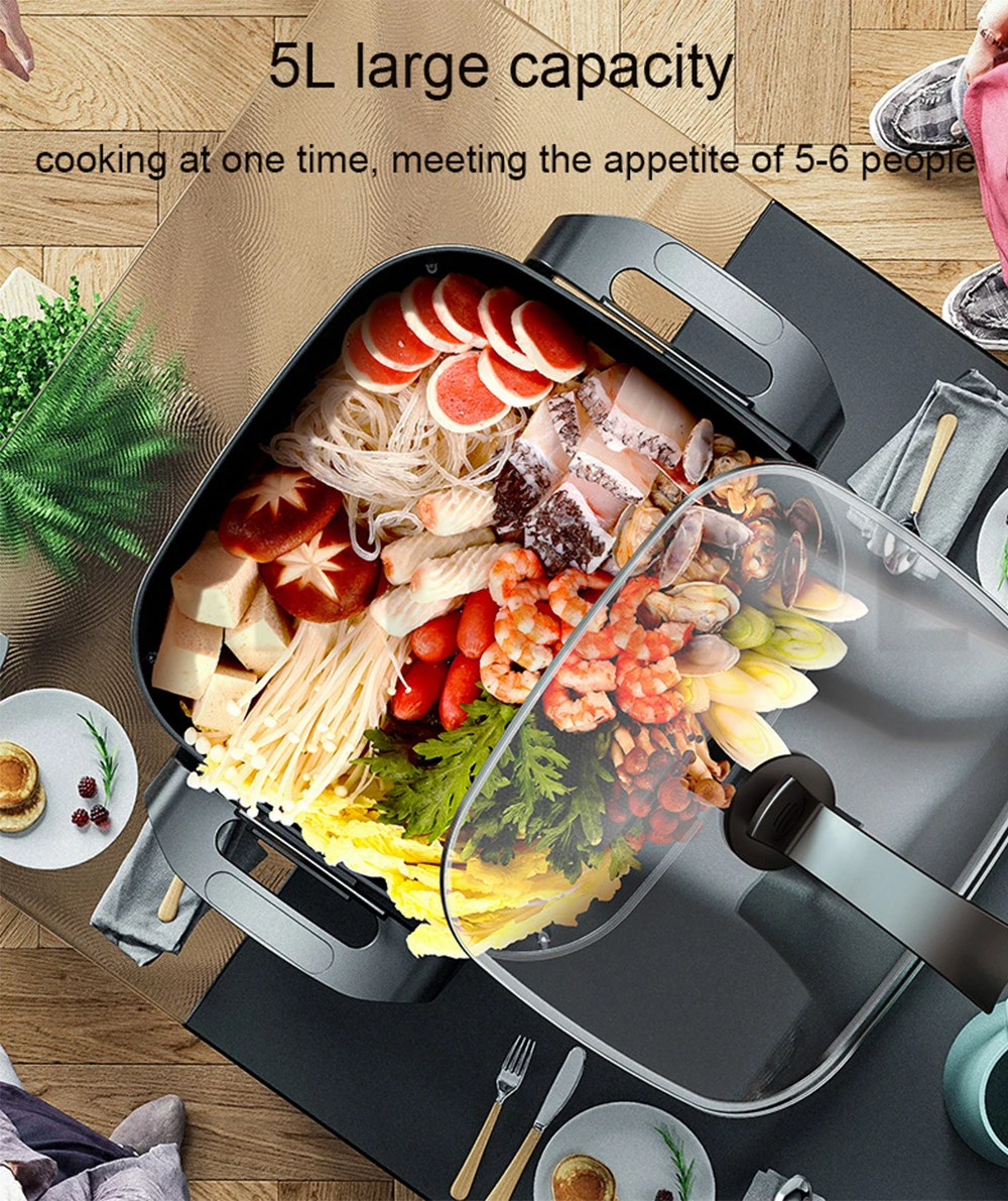 CANDIMILL Household Small Electric Cooker Hotpot Multifunction Electric Skillet Noodle Soup Boiler Kitchen Cooking Pot 4