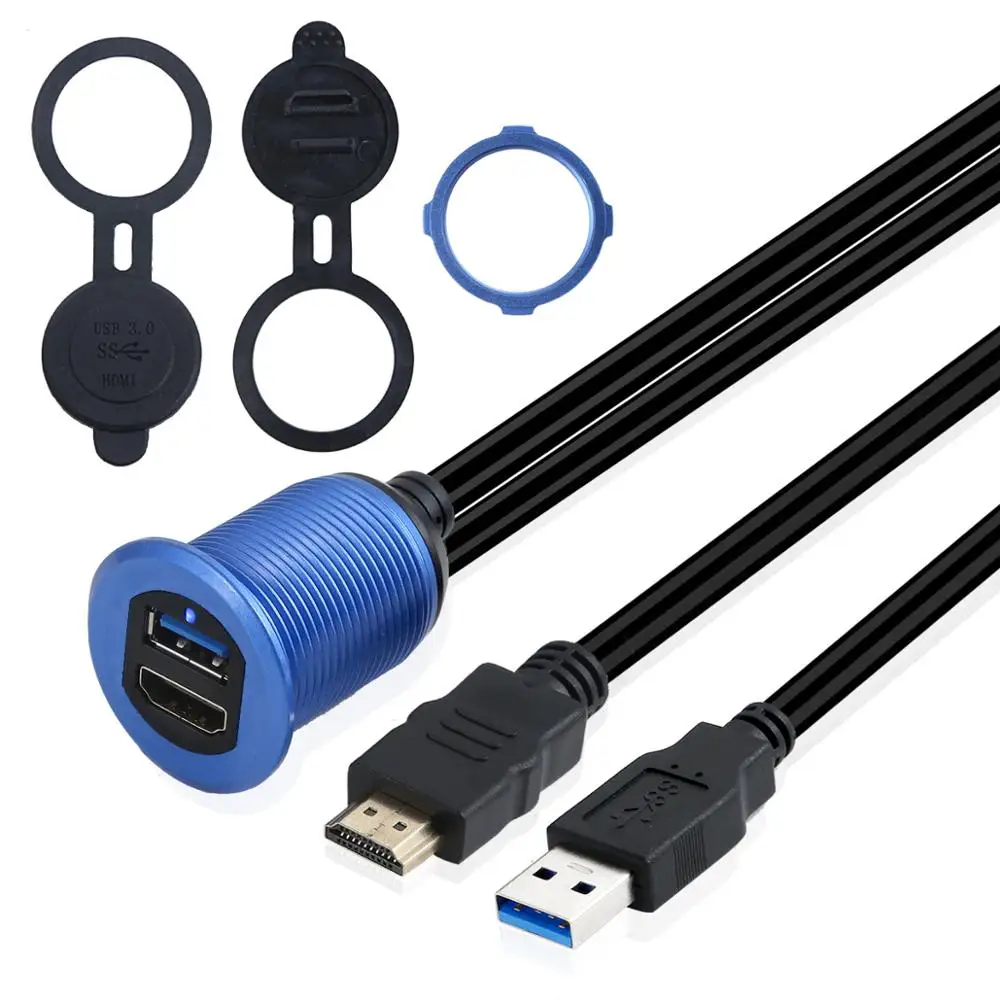 Автомобильная лодка Dash флеш-крепление USB 3,0 A папа к женскому+ HDMI папа к женскому 4k* 2k 60HZ свинцовый Удлинительный кабель жила монтажная панель 1 м