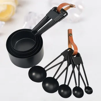 

9pcs Staineless Measuring Cup and Measuring Spoon Set (Black)