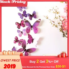 Декор для спальни, Настенный декор, 12 шт., настенные декоративные наклейки для дома, 3D бабочка, Радуга