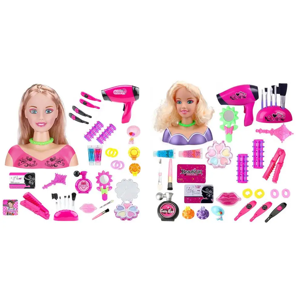 estilo,Cabeça boneca com secador cabelo  Maquiagem Crianças Maquiagem  Brinquedo Fino Acessórios Boneca Modeladora Boneca Escova Maquiagem Pente  Estojo Vestir Hizoechu : : Brinquedos e Jogos