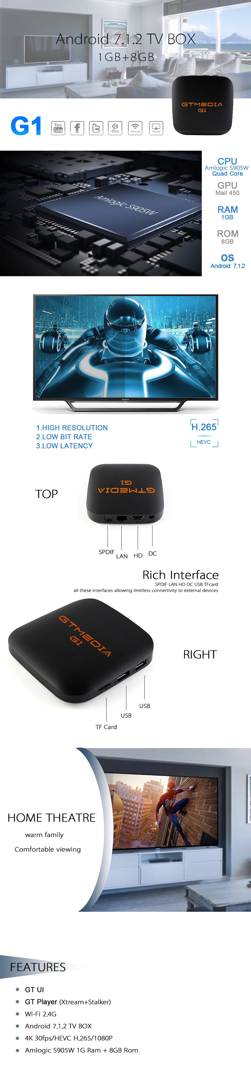 Android tv Box GTMEDIA G1 H.265 wifi Корабль из Бразилии Испания Бразильский Португальский ТВ жизни Интернет Смарт ip ТВ подписка коробка