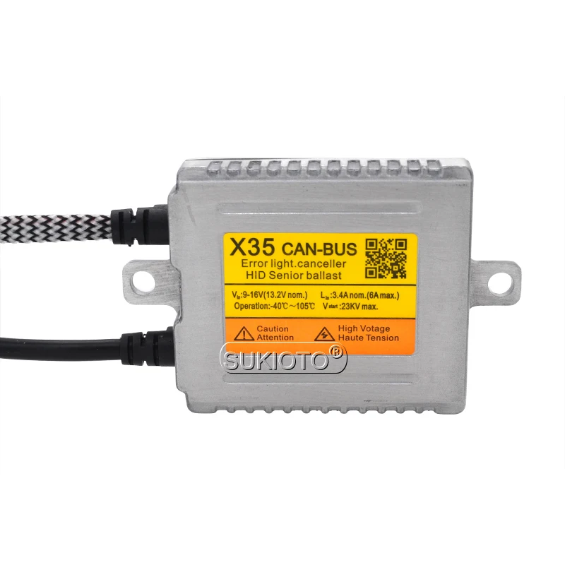 SUKIOTO 2PCS Premium 12V DLT Canbus HID Ballast For Auto Xenon Lamp Bulbs H1 H7 H11 D2H 35W AC HID Decoder Canbus Xenon Ballast (1)