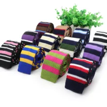 Мужской Цветной полосатый вязаный галстук, цветные узкие Вязаные Галстуки, тонкие тканые галстуки, простые галстуки, узкие галстуки