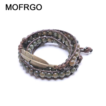 

Natural Ebony Beads Vintage Feather Beaded Bracelet Handmade Wrap Bracelets for Women Men Boho Jewelry Gift Dropshipping