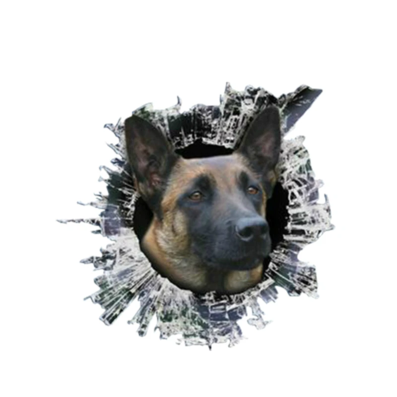 3D Belgian malinois Decal Glas Dogs Slag Reflective Car Stickers Window Waterproof Styling Decals 13cm*12.2cm