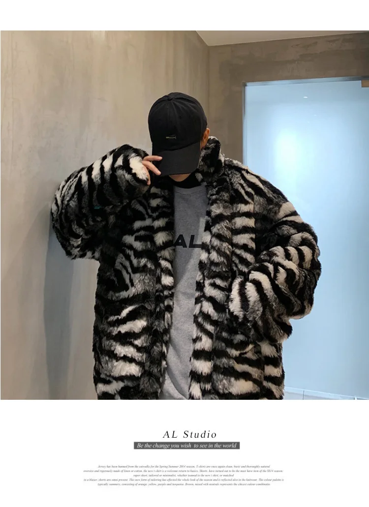 LEGIBLE мужские парки из искусственного меха С Рисунком Тигра, мужские утолщенные пальто в стиле хип-хоп, мужские утепленные зимние куртки