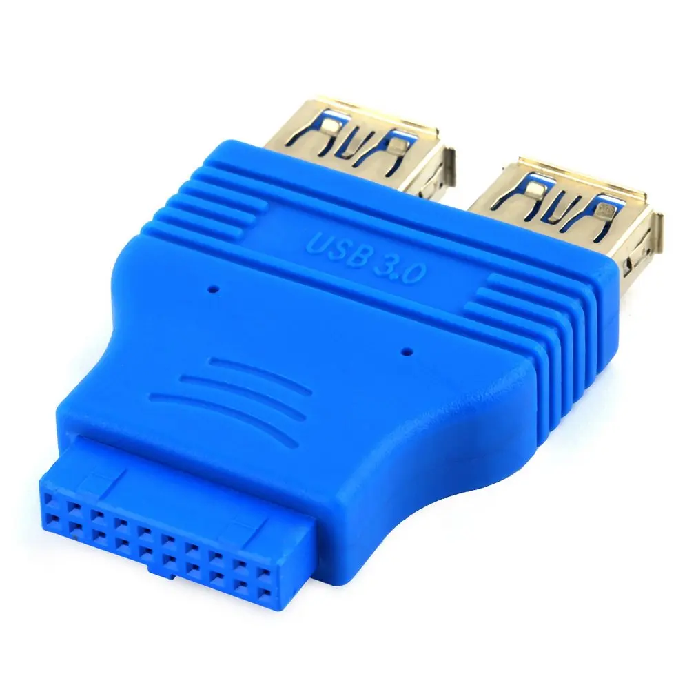 

20 pin Motherboard Header Female to Dual USB 3.0 Type A-Female Adapter Connector Blue Wholesale