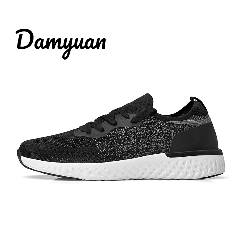 Черный Damyuan/ г. Новая модная женская и мужская обувь для влюбленных Flyweather Удобная дышащая повседневная Легкая спортивная обувь из некожи размер 46 47 - Цвет: Черный