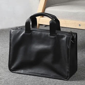 

Large Capacity Men Bag Briefcase Genuine Leather Computer Bags 15.6 inch Laptop Bag Leather Shoulder Messenger Bags Fashion