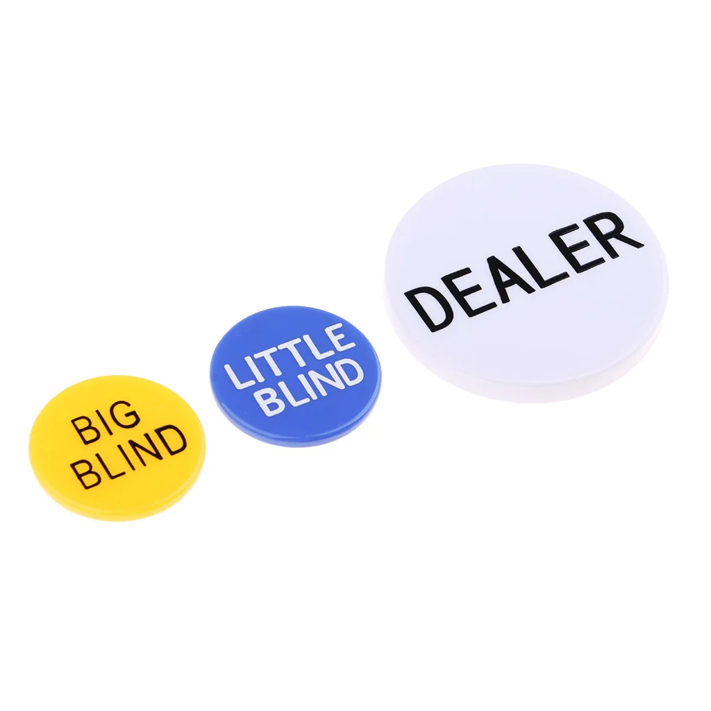 Big & Little Blind and Dealer Button Acrylic Poker Game Buttons Texas Hold'em Chip Dealer Poker Chips Poker Tournaments Prop