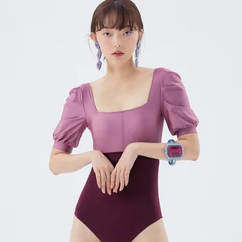 

One Piece Bathing Suit Swimming Swimsuit Female Closed Body For Surfing Back Covering Pocket Buttock Large Size Sexy Woman Solid