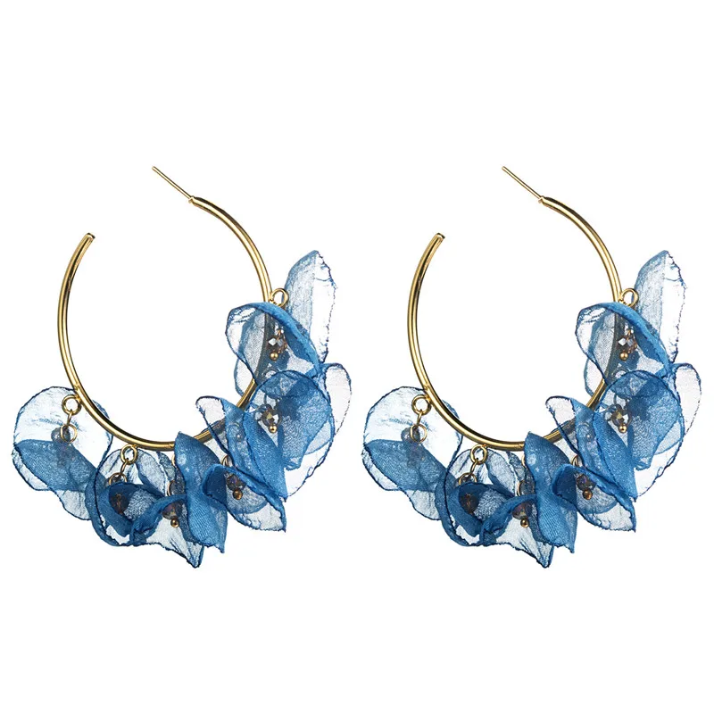 Pauli Manfi модные кружевные серьги-кольца Цветок женские круглые большие серьги-гвоздики - Окраска металла: 04