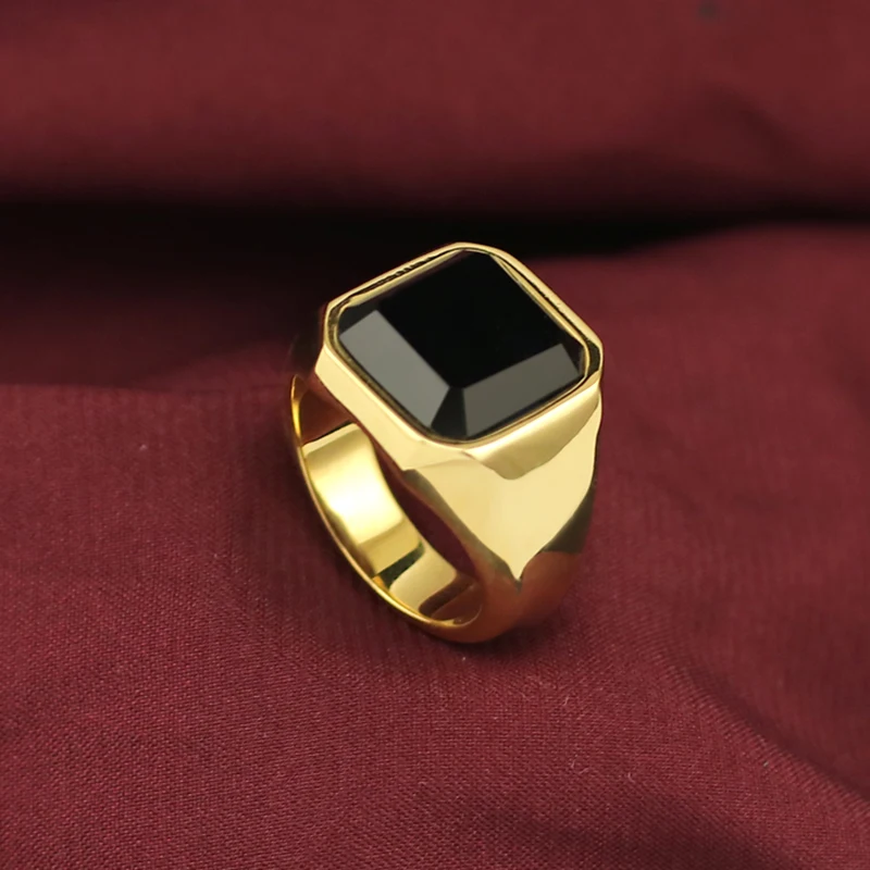 Мужское и женское кольцо из нержавеющей стали геометрическое Золотое