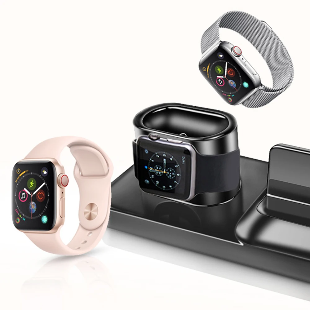 Три в одном магнитное зарядное устройство Подставка для зарядки IPhone Iwatch Airpods Высокое качество Беспроводное зарядное устройство Стенд Портативный