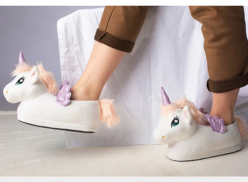 White Plush Unicorn Slippers -Unicorn Fashion Heb94edb931514b84b41d32286a0ee062k