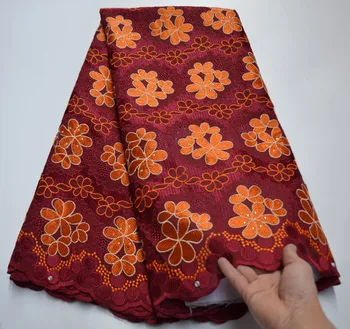 

High Quality Soft Cotton Lace Fabric France Lace with Stone Latest African Swiss Voile Lace In Switzerland Lace Fabric For Dress