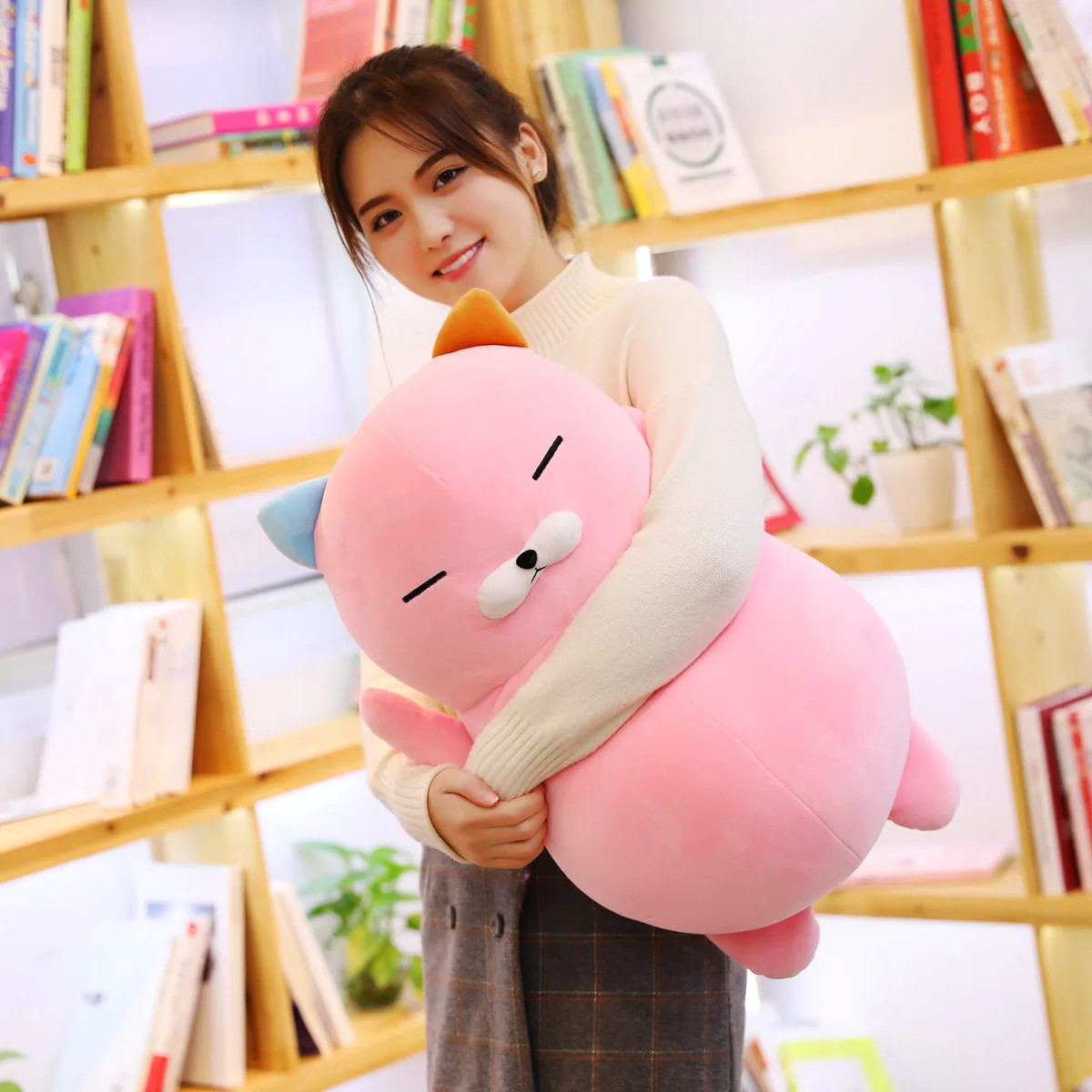 

Plush Toys Large Size Squinting Fat Cat Doll Elastic Wool Meow Star People Strip to Sleep with Pillow for a Girlfriend Gift