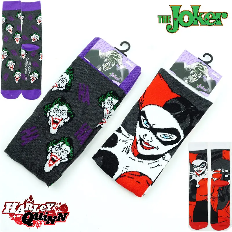 Носки в стиле аниме Harley Quinn The Joker модные длинные парные Повседневные носки для
