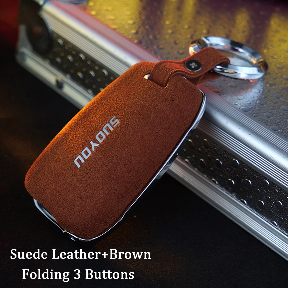

Auto Part Suede Leather Folding For Hyundai Solaris Elantra i30 i35 i40 Tucson Kona 2015 2016 2017 2018 2019 Car key case Set