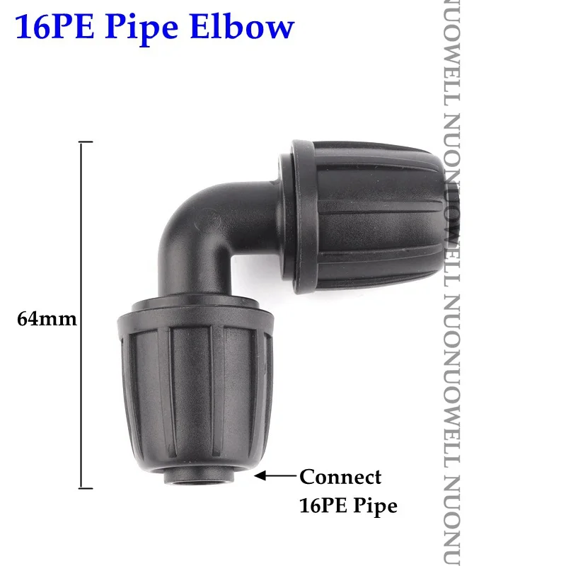 16PE Elbow 2 шт 16 мм орошение PE трубы соединители ЗАМОК гайки садовый водный соединитель сельскохозяйственный трубопровод для полива шланга фитинги трубные соединения - Цвет: 16PE Elbow