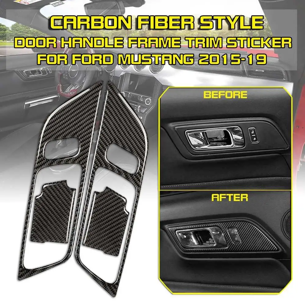 

Carbon Fiber Interior Door Handle Frame Trim Sticker Fit for Ford Mustang 15-19