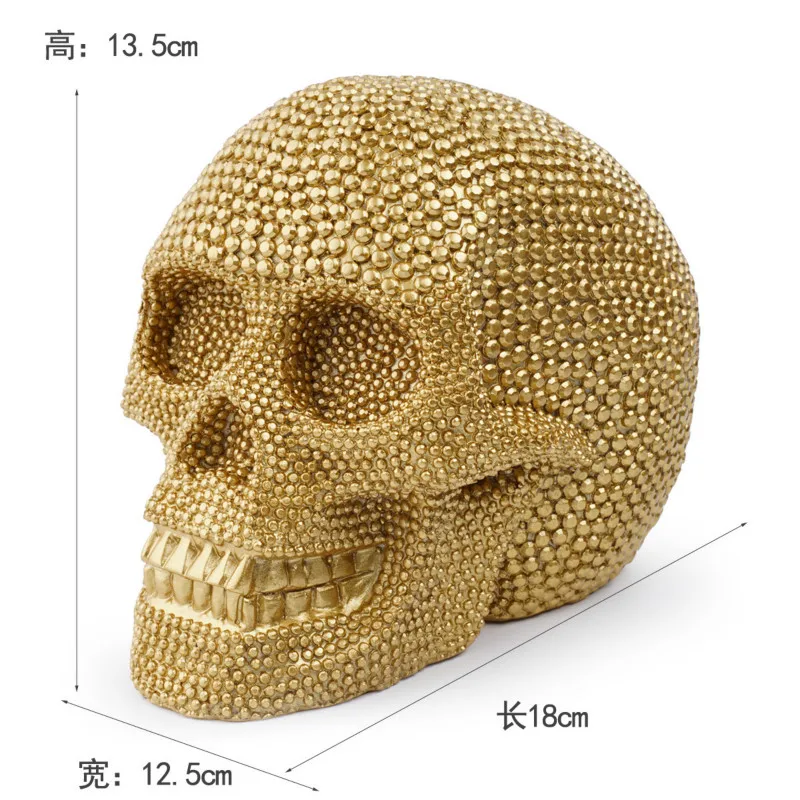 Golden Human Skull Statue Resin Skull Sculpture Modern Home Decoration Halloween Gift Personality Skull Golden Human Skull Statue Resin Skull Sculpture Modern Home Decoration Halloween Gift Personality Skull