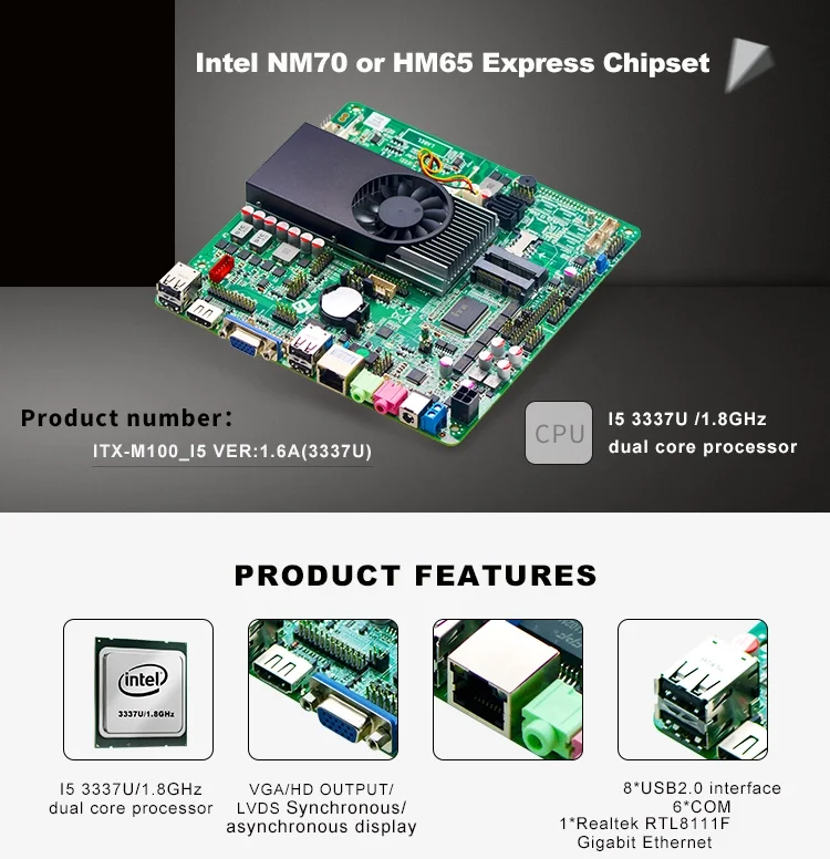 Intel core i3 Mini ITX материнская плата с LVDS/VGA/8 * USB/6 COM 1037u все в одном Материнские платы MINI