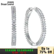 DreamCarnival1989 роскошные женские серьги-кольца квадратной огранки Сверкающее циркониевое 925 пробы Серебряное свадебное стильное ювелирное изделие SE20039R