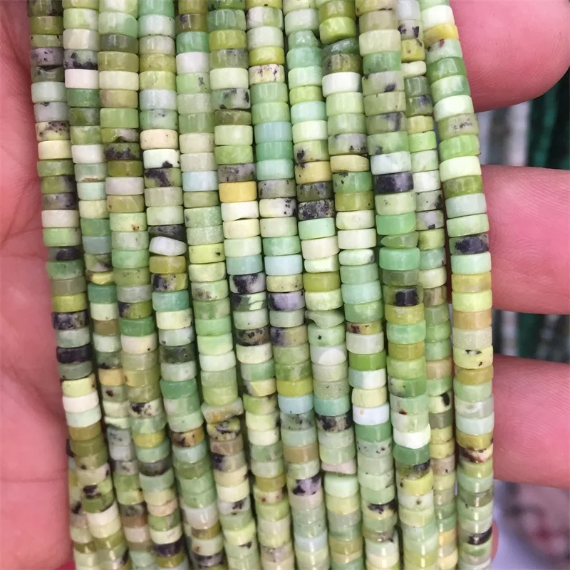 Green Jade 2*4 мм натуральные бирюзовые бусы из камня амазонита рассыпчатые бусины Heishi для рукоделия ювелирных изделий Аксессуары для браслетов - Цвет: Green Jade