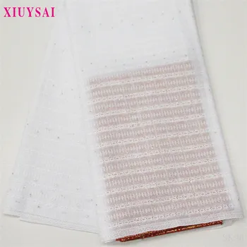 

Pure White African Swiss Voile Lace Fabric High Quality 2020 Embroidery Dry cotton Lace Fabric 5 Yards Nigerian Lace Fabric SK96