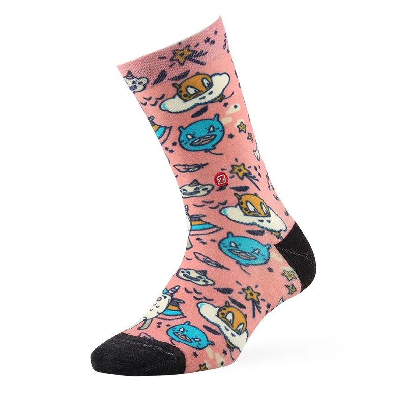 1 pair pink Носки с принтом спортивные носки, ZEALWOOD унисекс мериносовая шерсть ультра-светильник носки для бега 1/3 пар - Цвет: 1 pair pink
