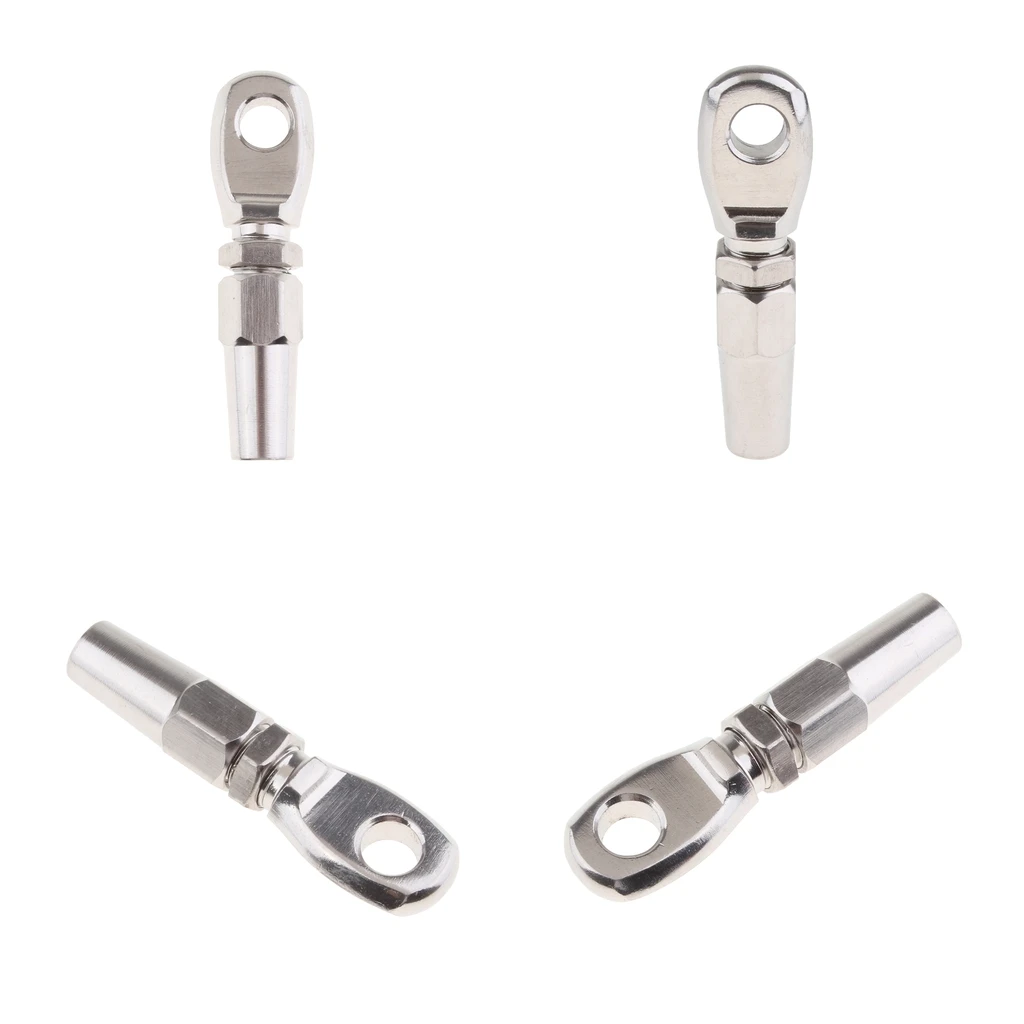 4x Stainless Steel Marine Swageless Eye Terminal For 6mm Wire Rope